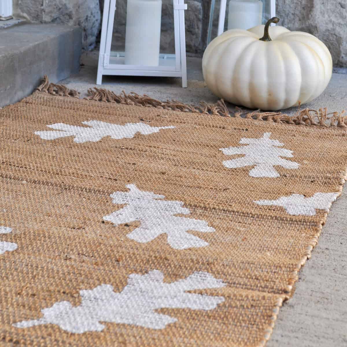 DIY Fall Doormat with Leaves.