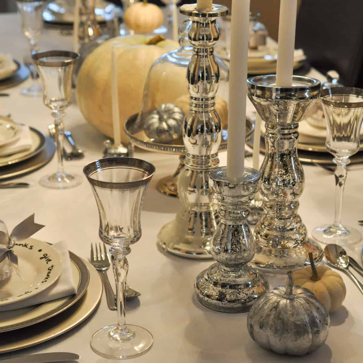 Silver Thanksgiving table inspiration.