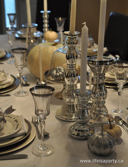 Silver Thanksgiving tablescape