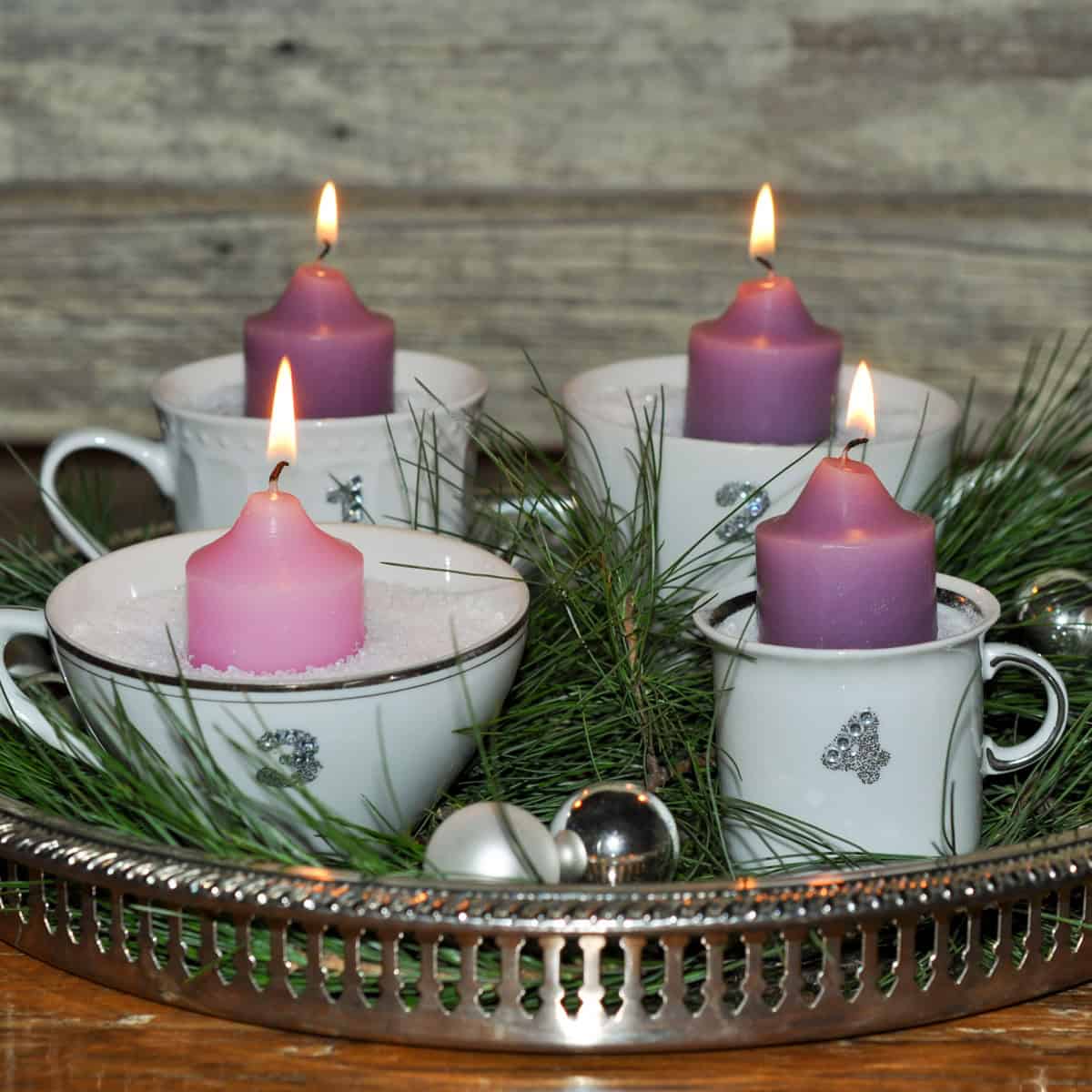 Teacup advent wreath.