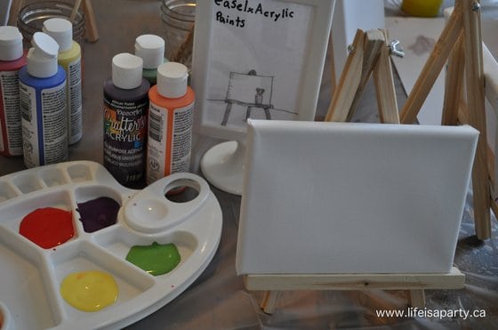 acrylic painting station.