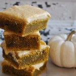 Pumpkin blondies with pumpkin frosting.