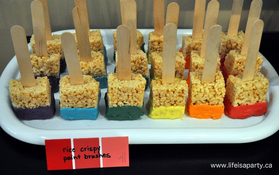 rainbow rice crispy paint brushes.