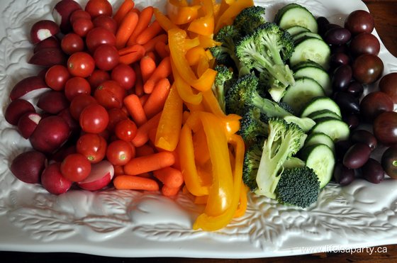 rainbow vegetable tray.