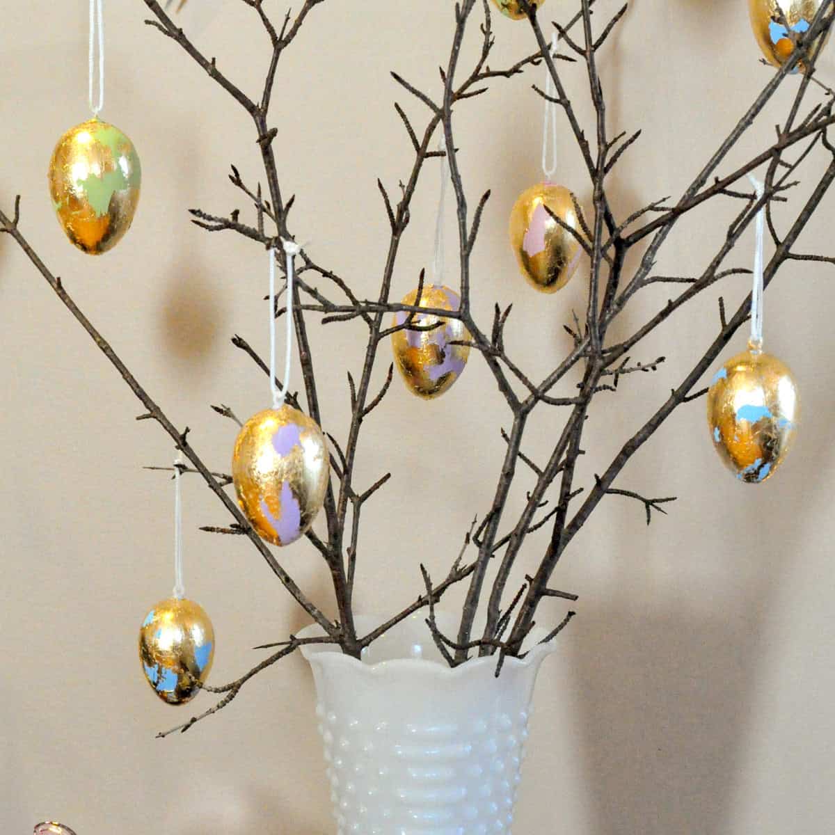 DIY gold leaf Easter eggs.