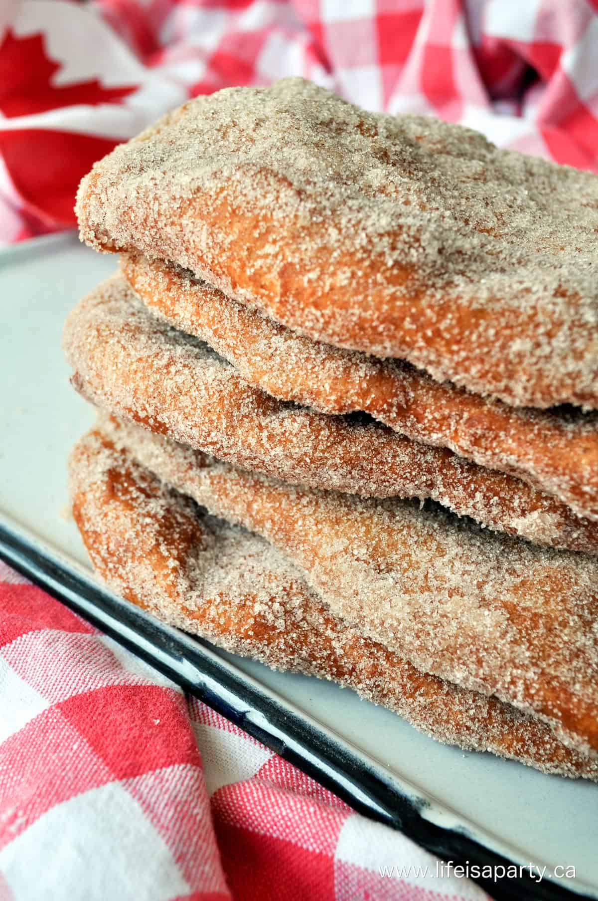 Homemade Canadian fried dough beaver tails.