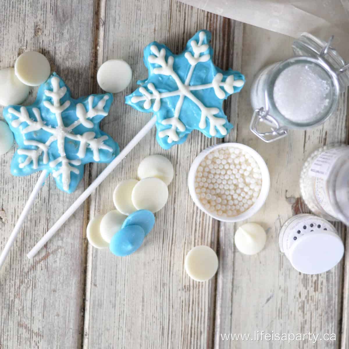 Frozen themed snowflake Rice Krispie treats.