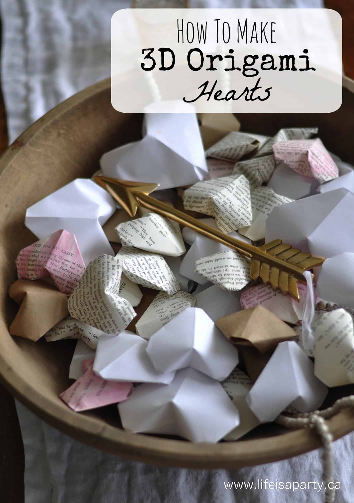 3d origami hearts