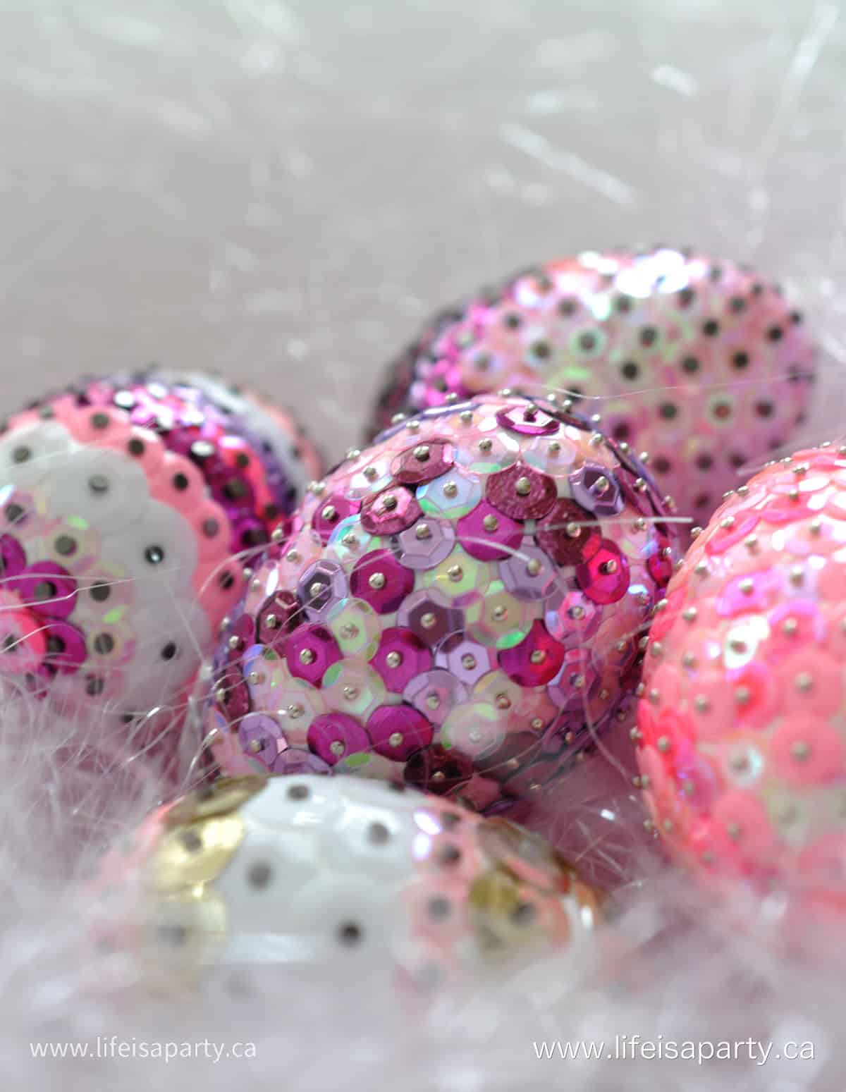 DIY sequin Easter eggs.