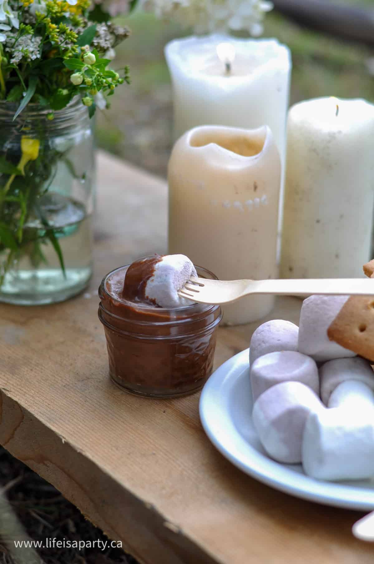 S'more milk chocolate fondue.