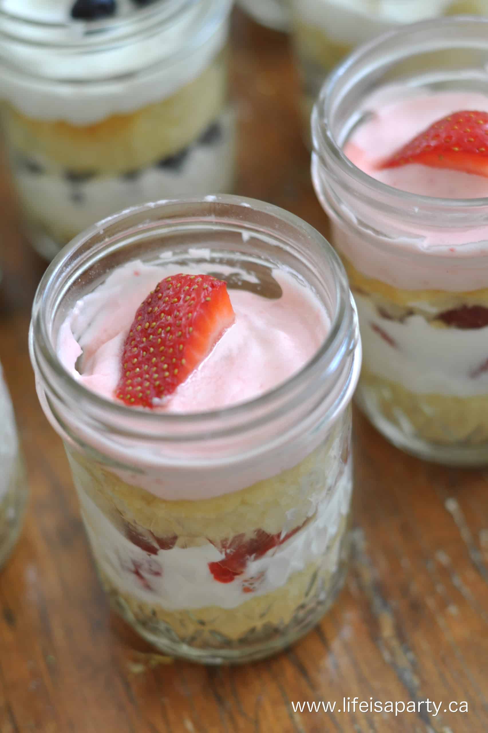 Strawberry cupcakes in a jar.