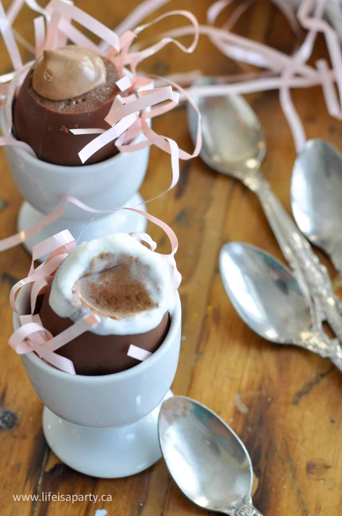 Chocolate mousse filled Easter egg recipe.