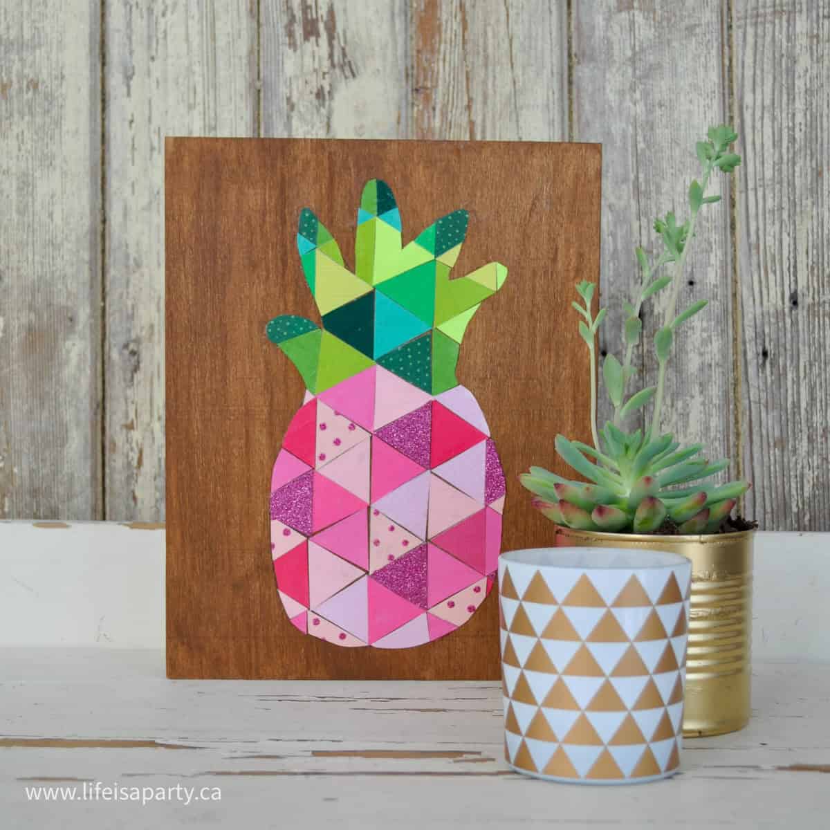 DIY geometric pineapple art.