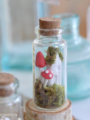 DIY miniature fairy house in a bottle.