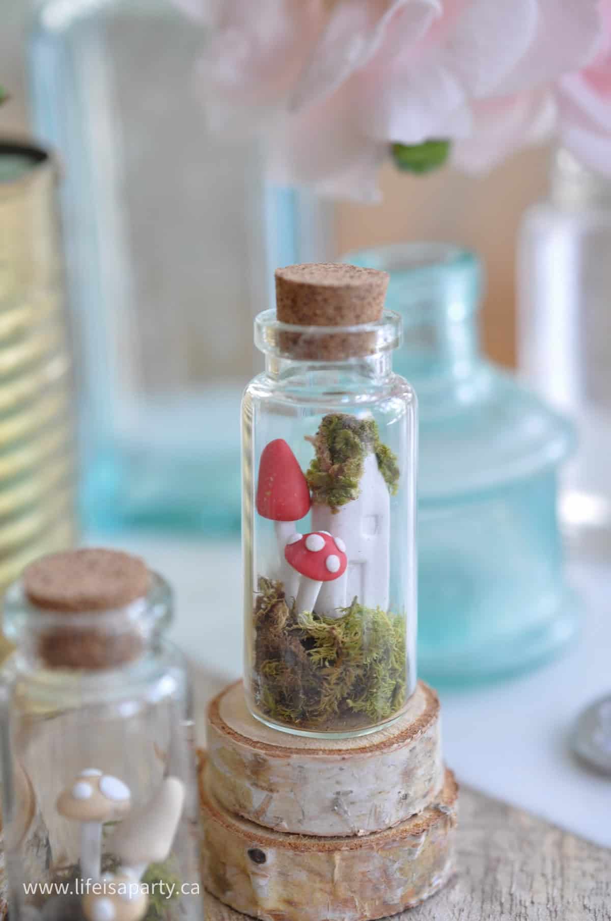 DIY miniature fairy house in a bottle.