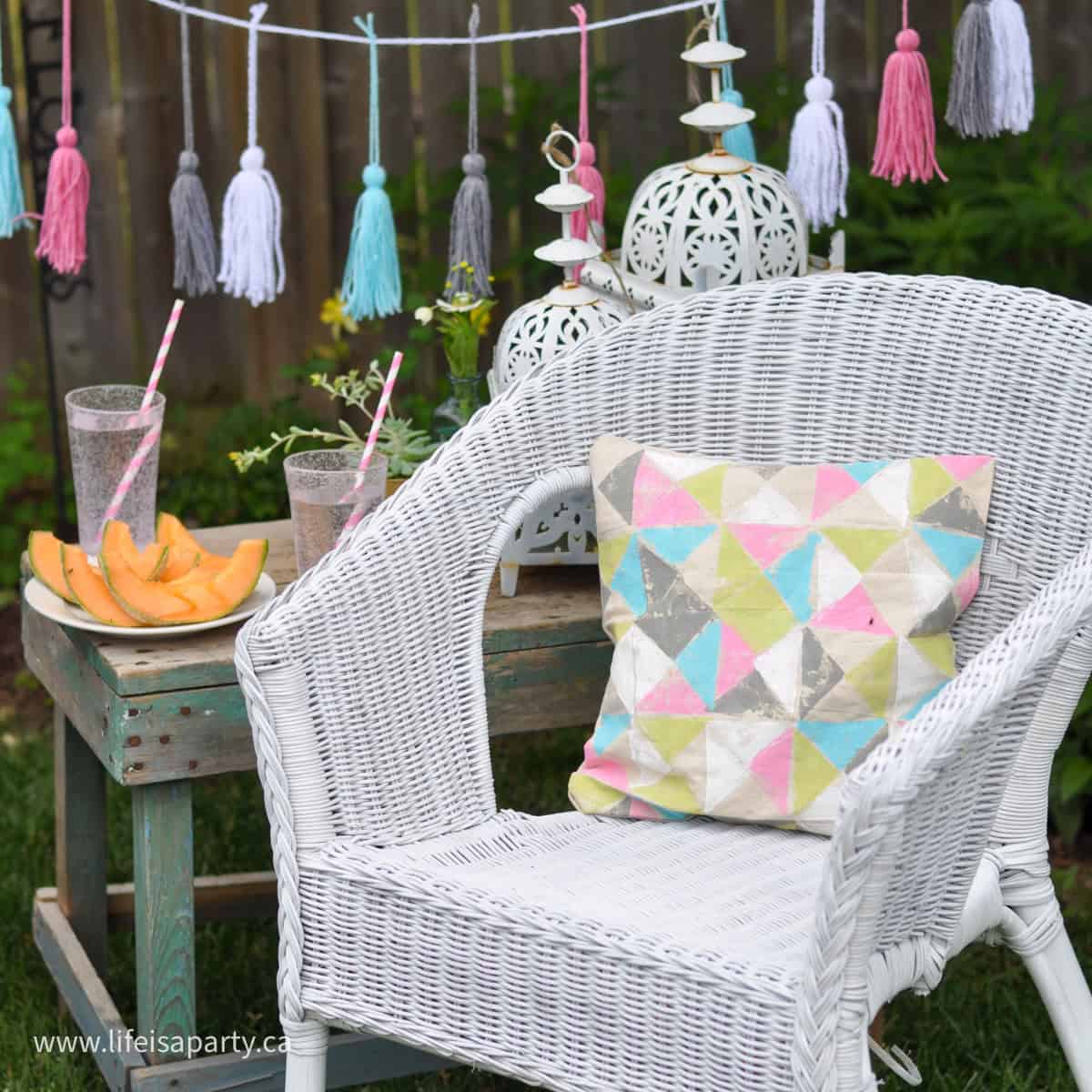 Potato stamped cushions.