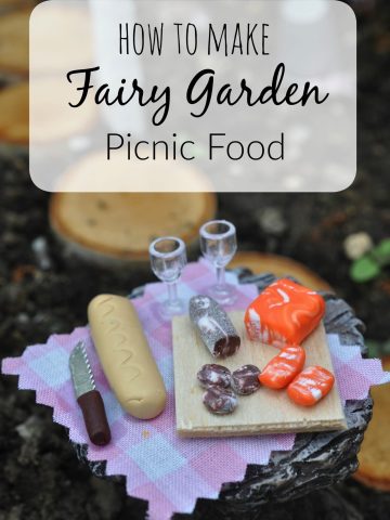 Fairy Garden Picnic: create a fairy garden scene with miniature diy dollhouse style polymer clay food for your own miniature fairy garden.