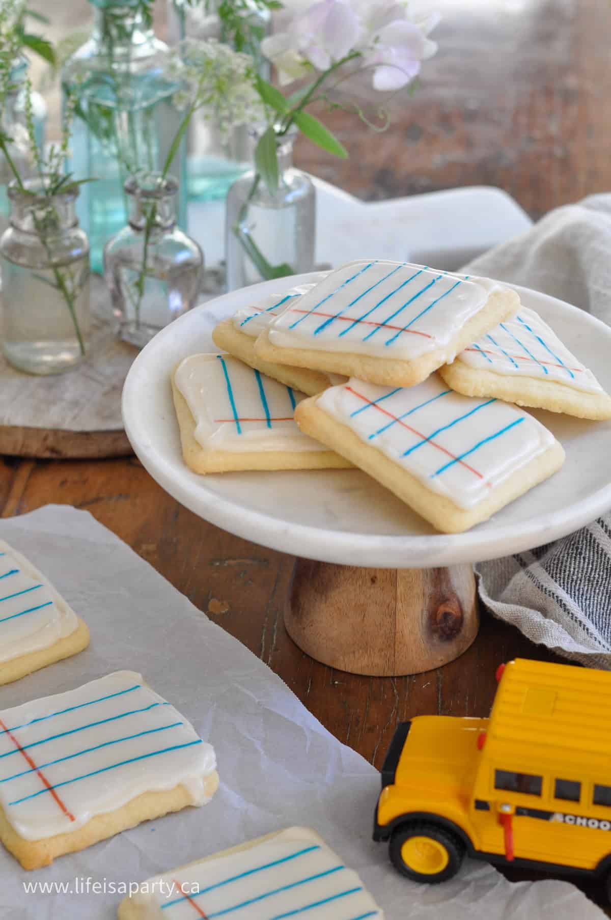 Back to school notebook paper sugar cookies.