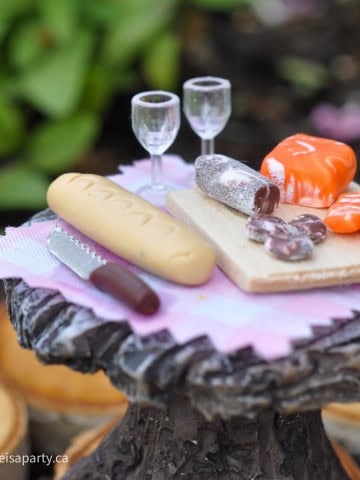 Fairy garden miniature picnic.