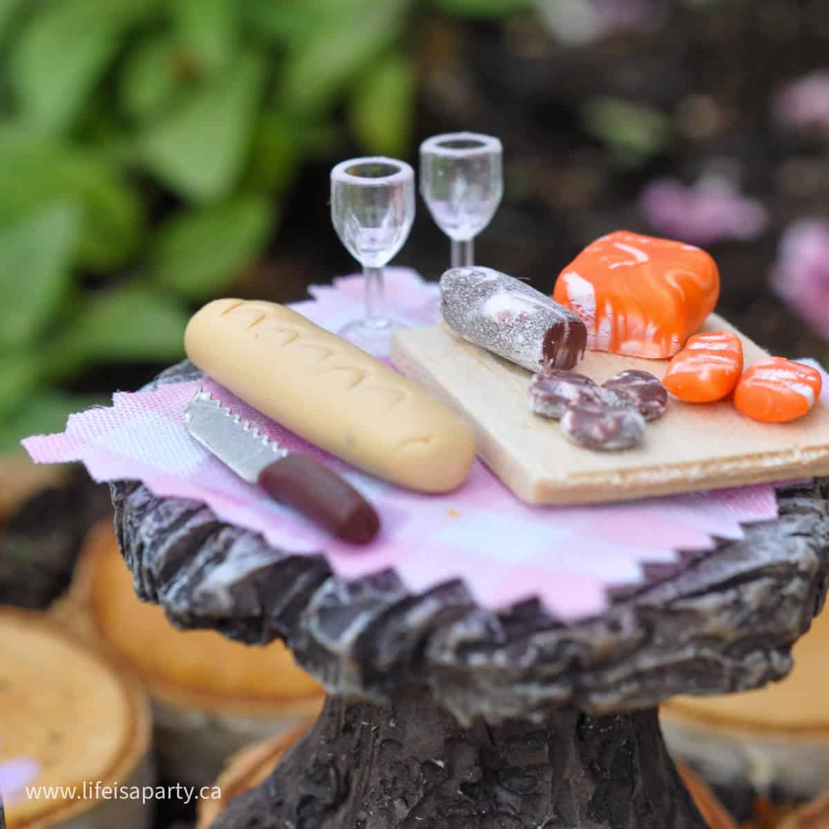 Fairy garden miniature picnic.