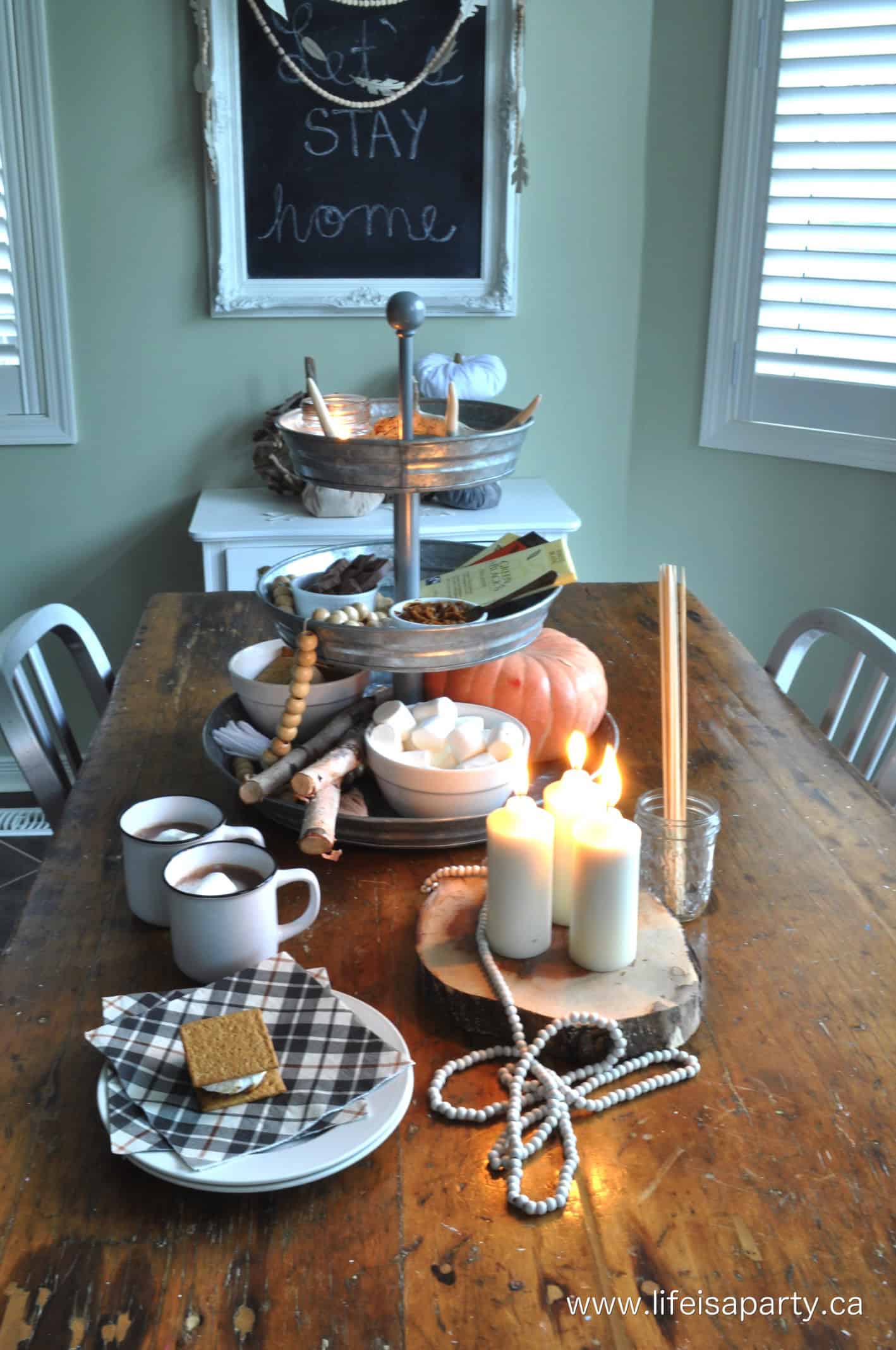 pumpkin s'mores and hot chocolate.