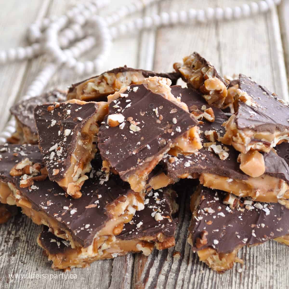 How to make homemade pecan butter crunch candy.