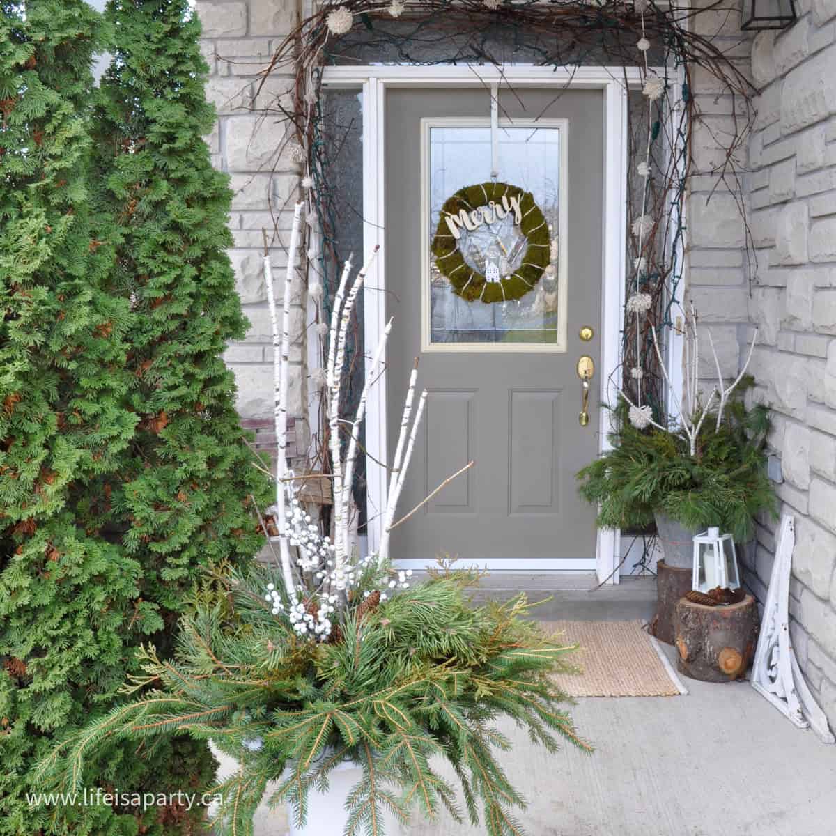 How to decorate your front porch for Christmas.