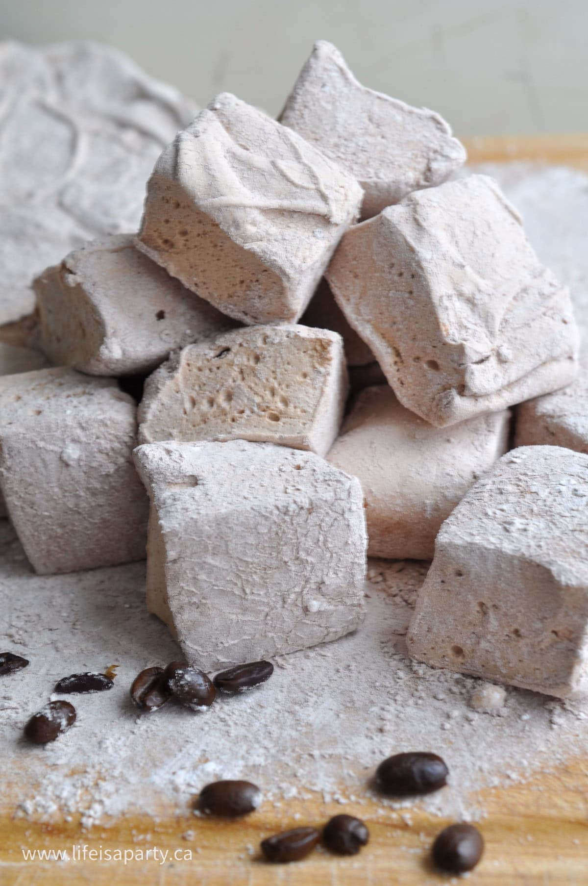 Homemade coffee flavor marshmallows.