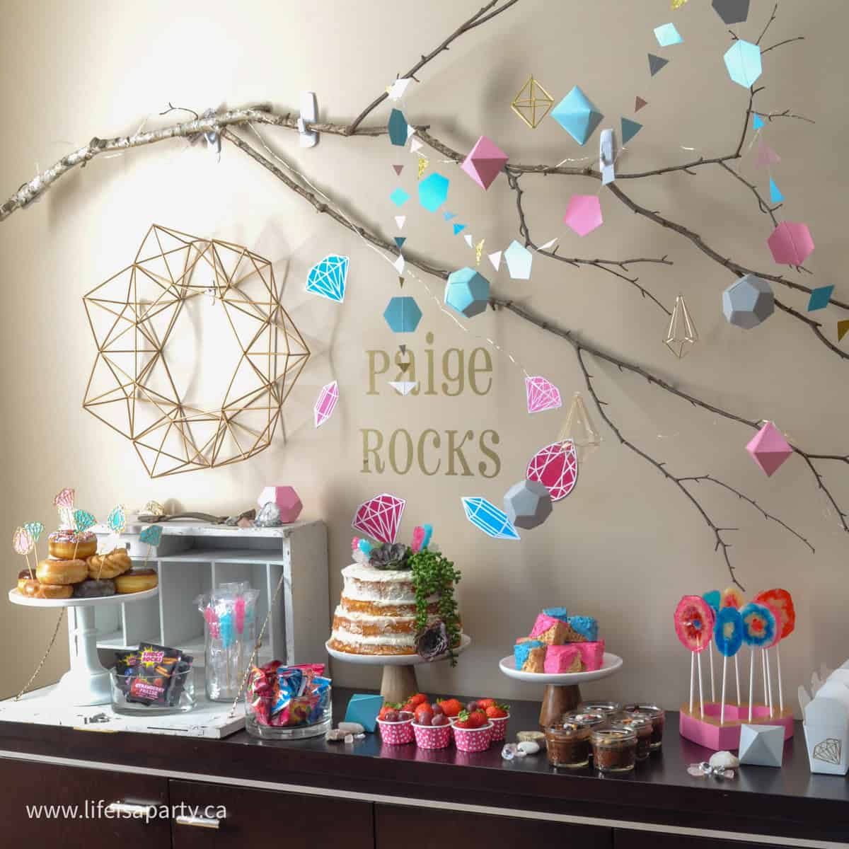 Rock climbing themed party decor and menu ideas.