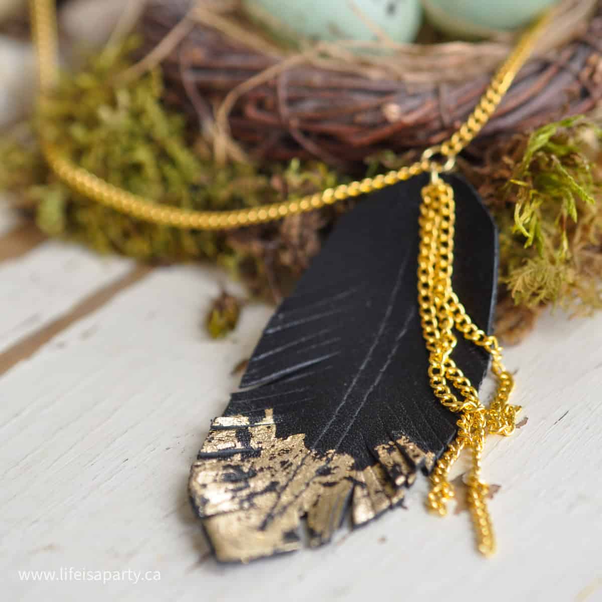 How to make a leather feather necklace or earrings.