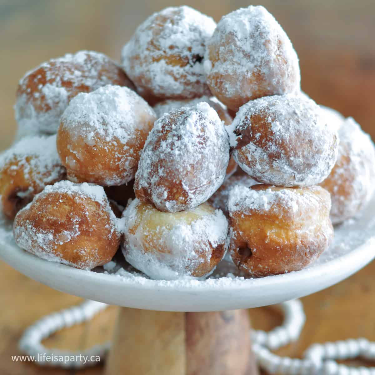 Bread machine donut holes with Nutella.