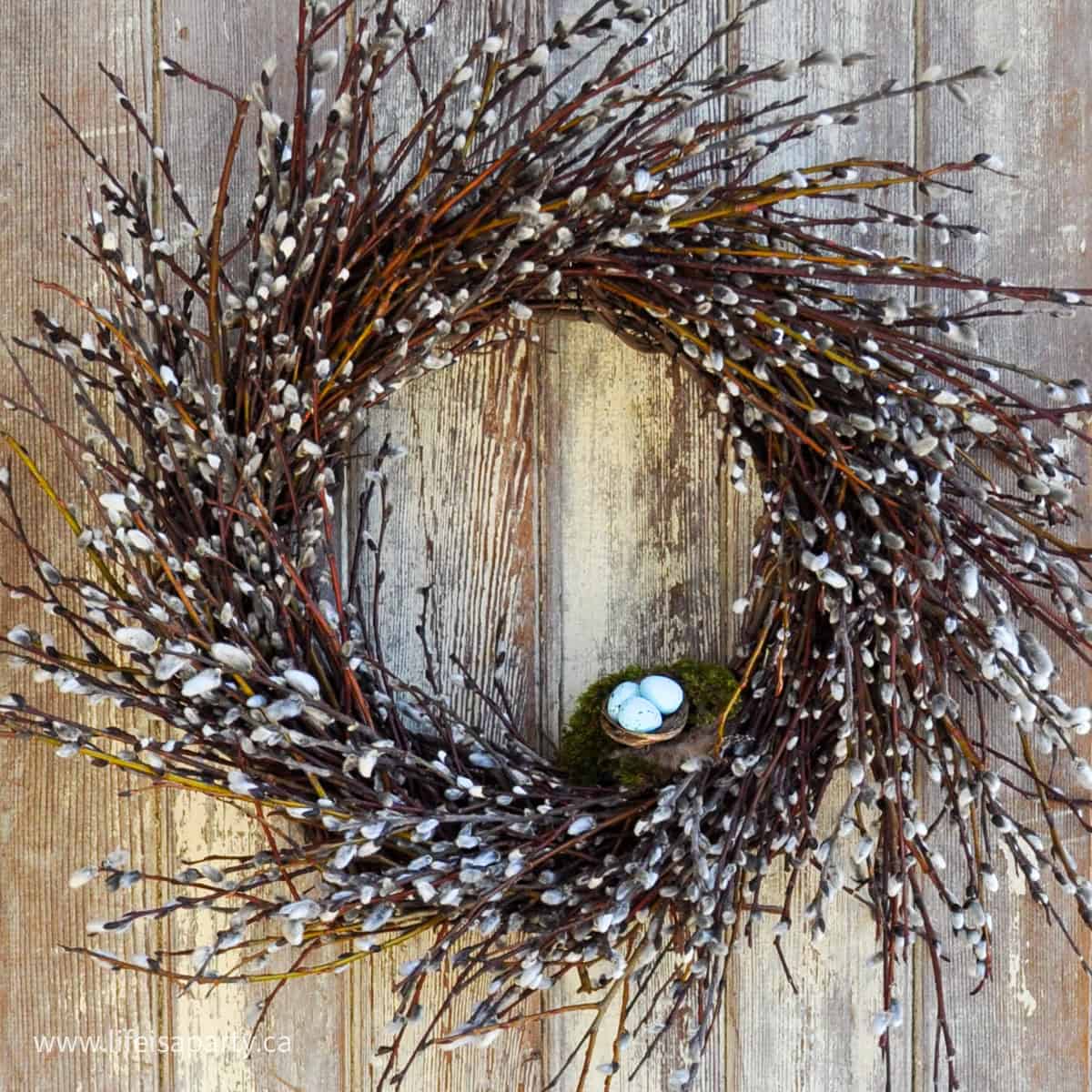 DIY pussy willow wreath.