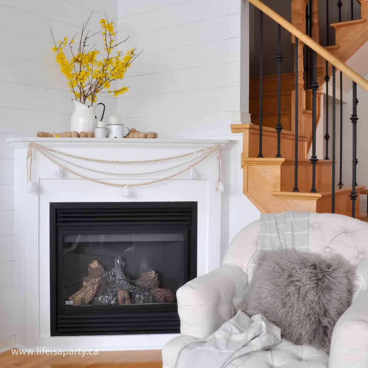 Easy and inexpensive fireplace makeover.