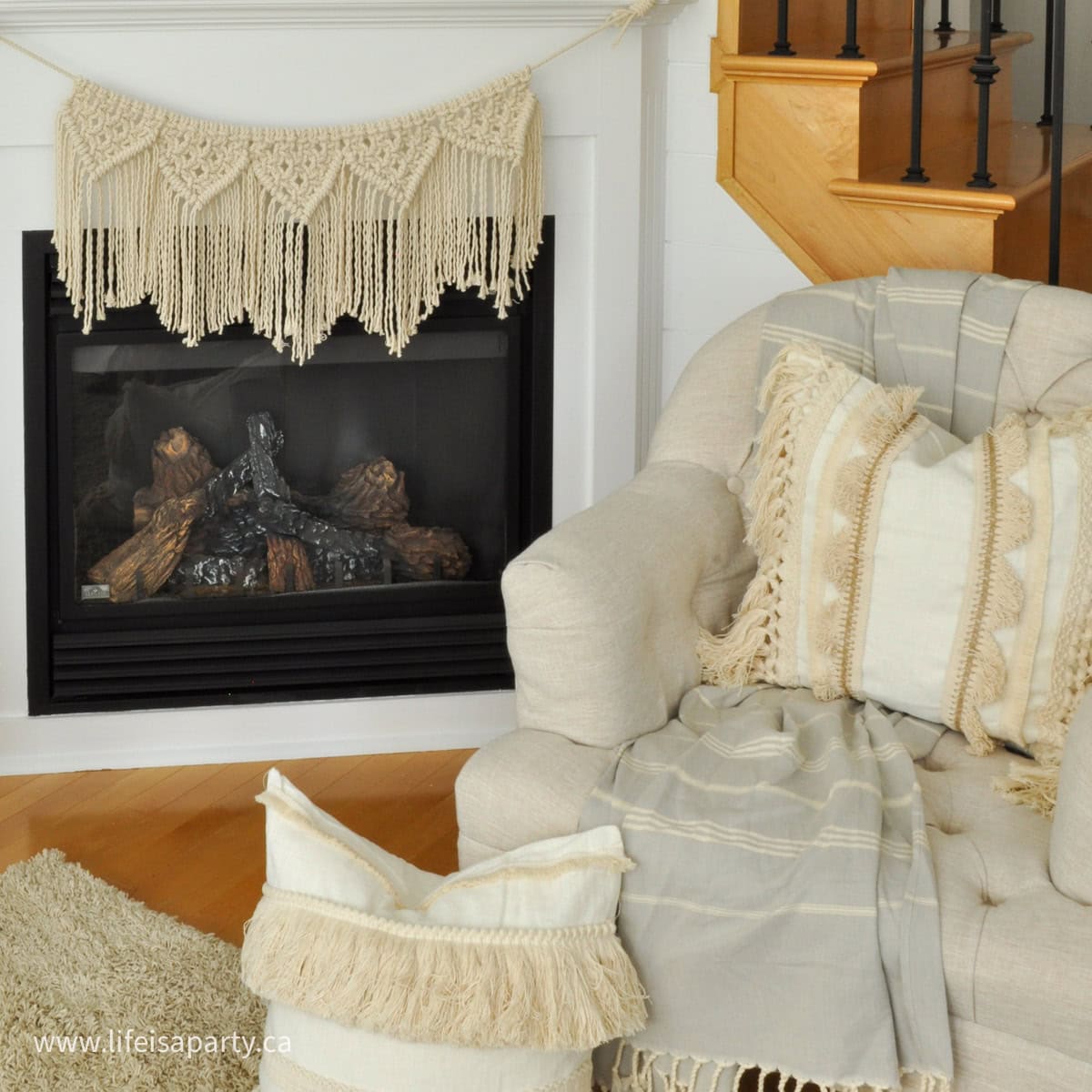 DIY macrame and fringe pillows.