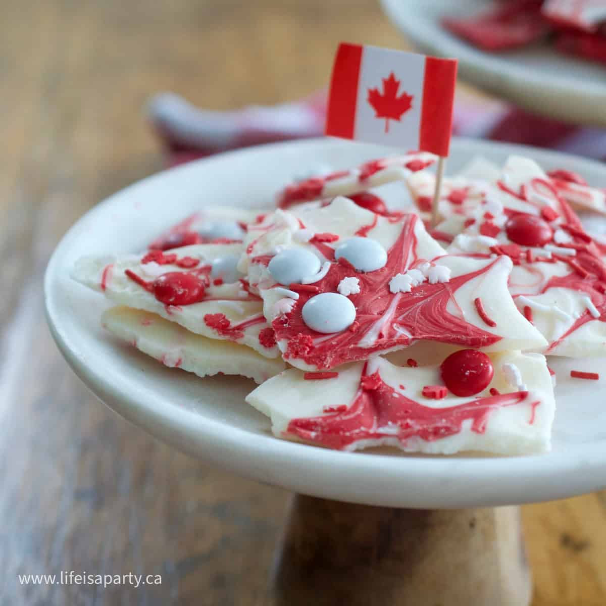 Canada Day chocolate bark.