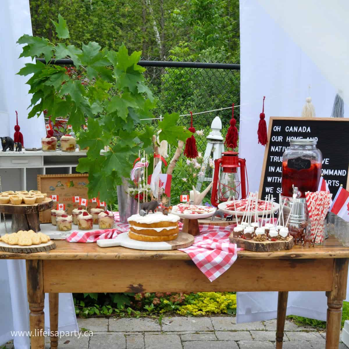 Canada Day party ideas and dessert table.