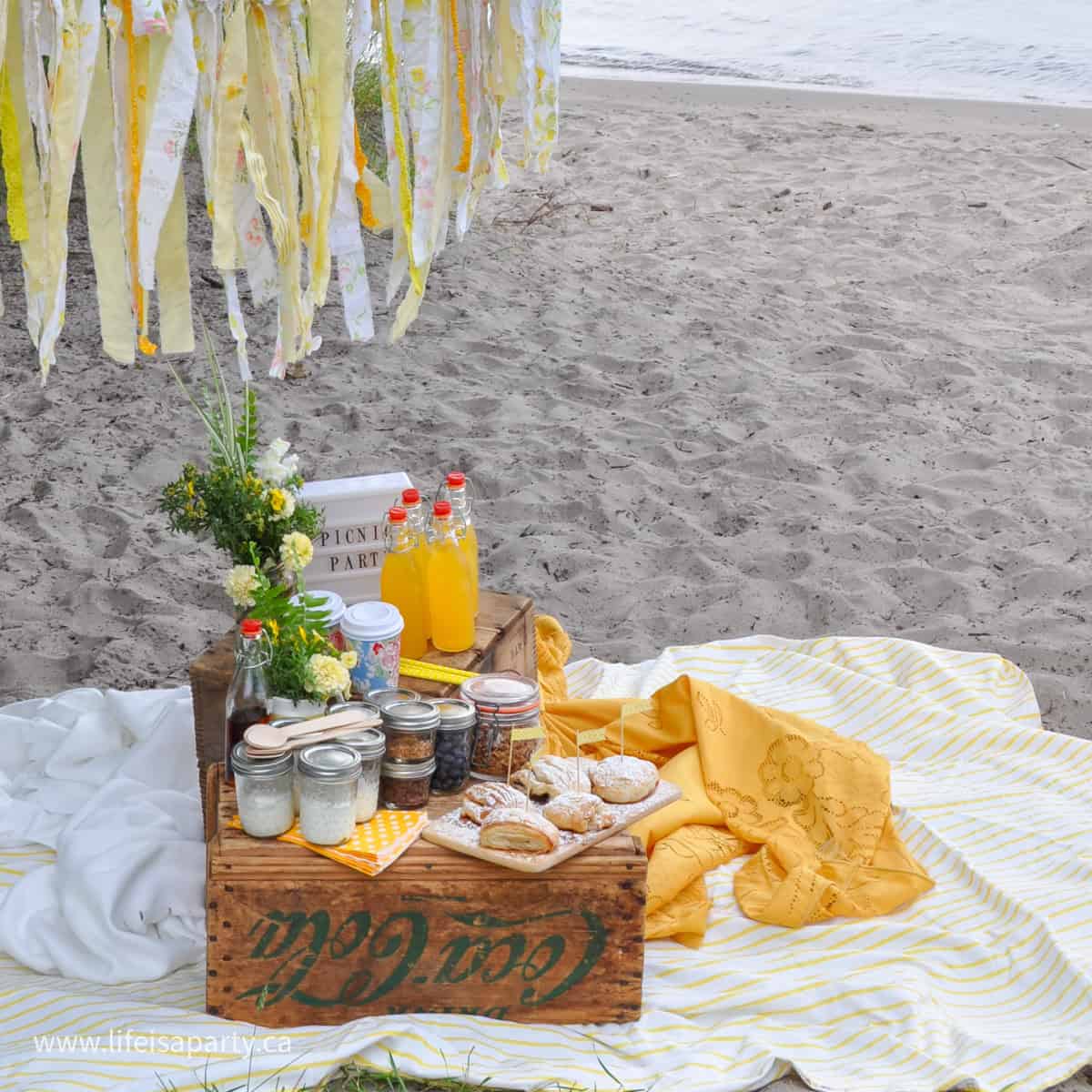 Beach breakfast picnic.