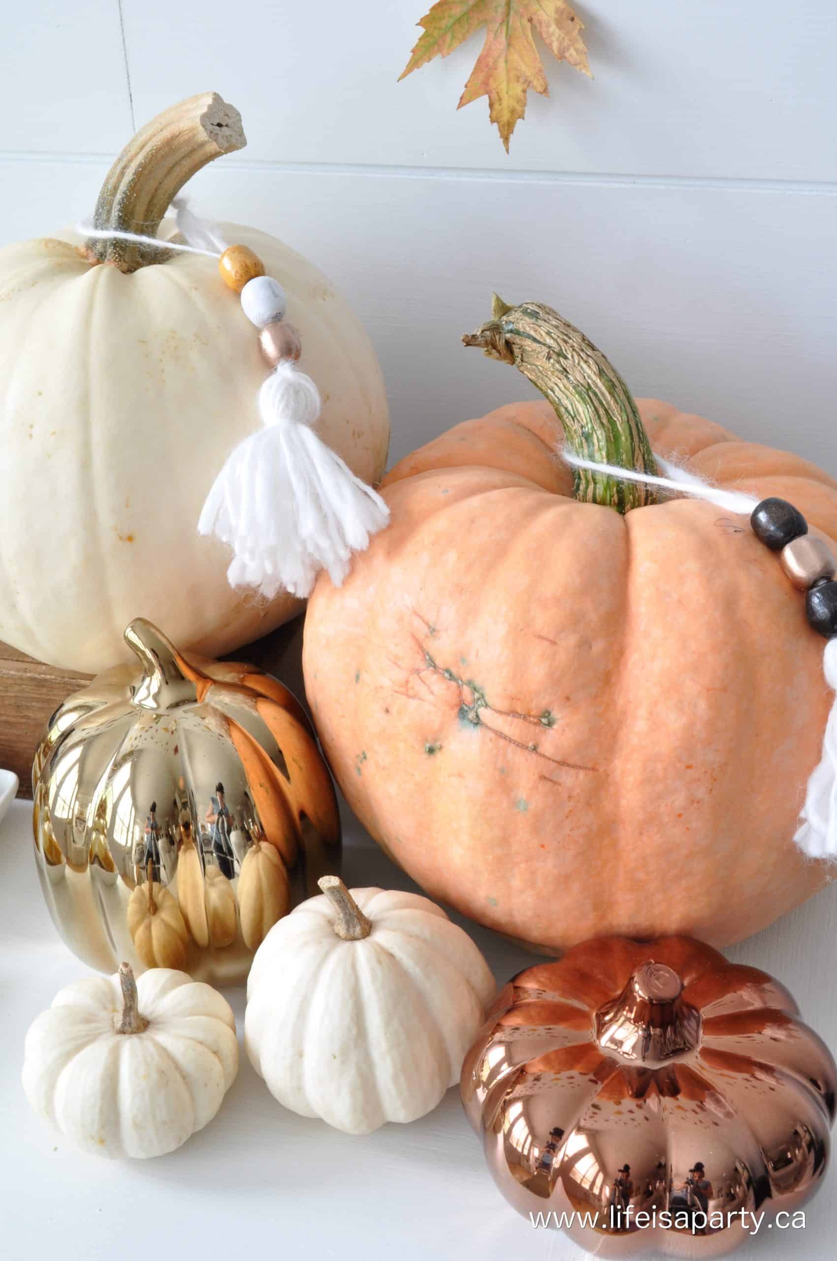 Pumpkins with tassels.