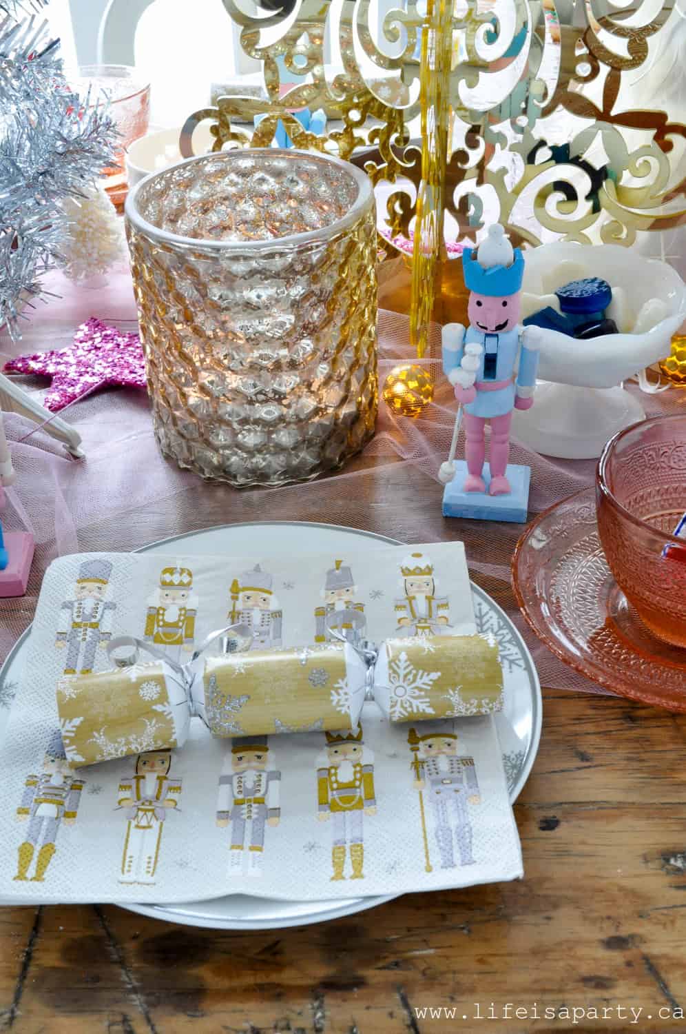 Nutcracker themed place setting at the table.