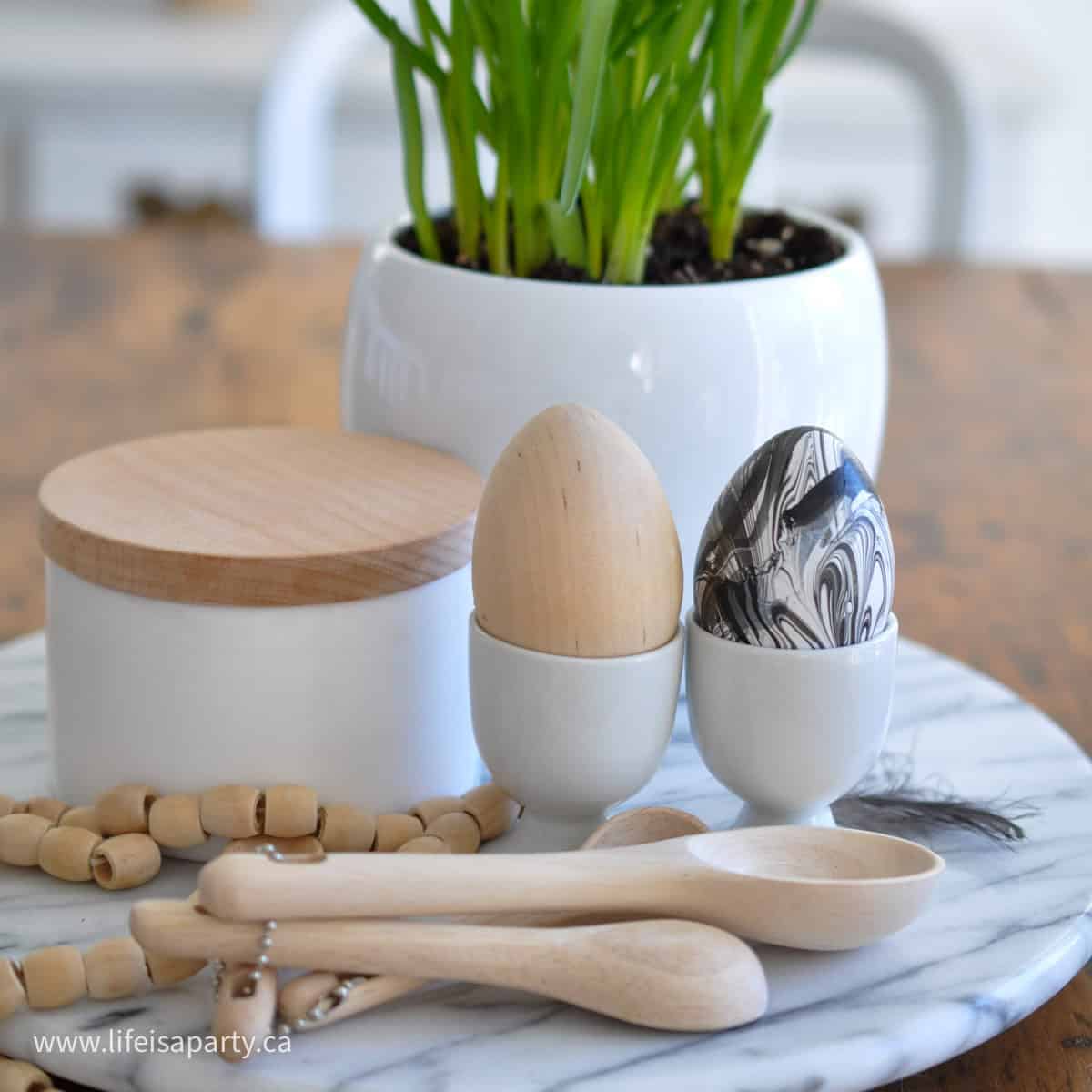 How to marble paint Easter eggs with nail polish.