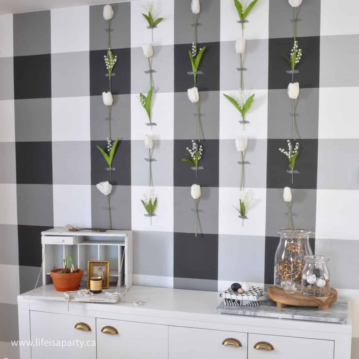 Black and white spring decor.