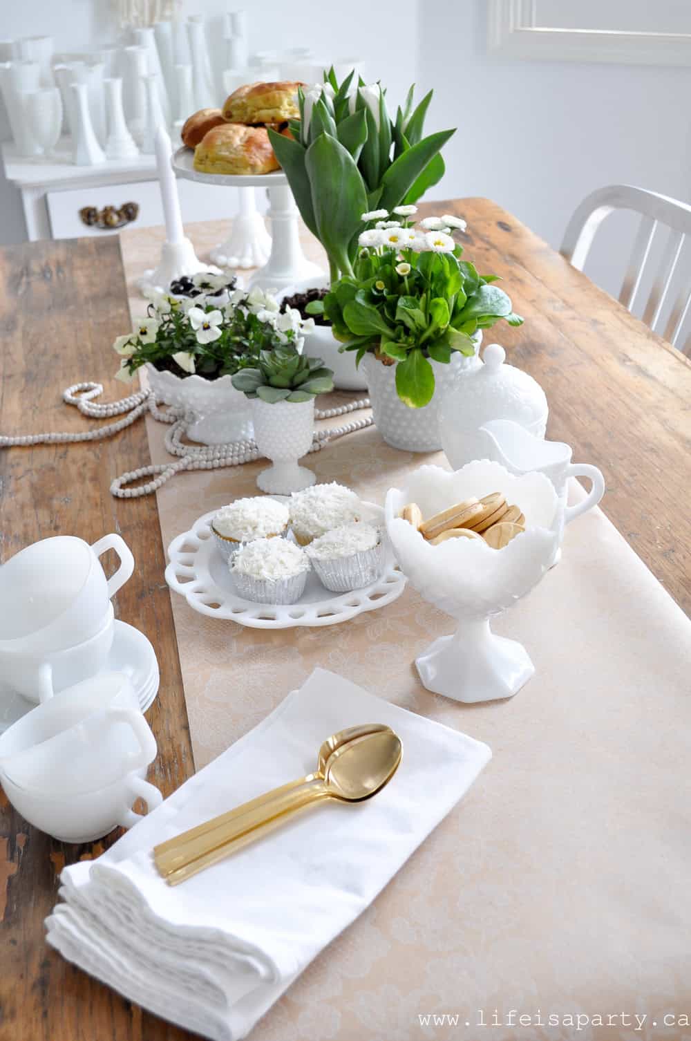 Milk glass collection.