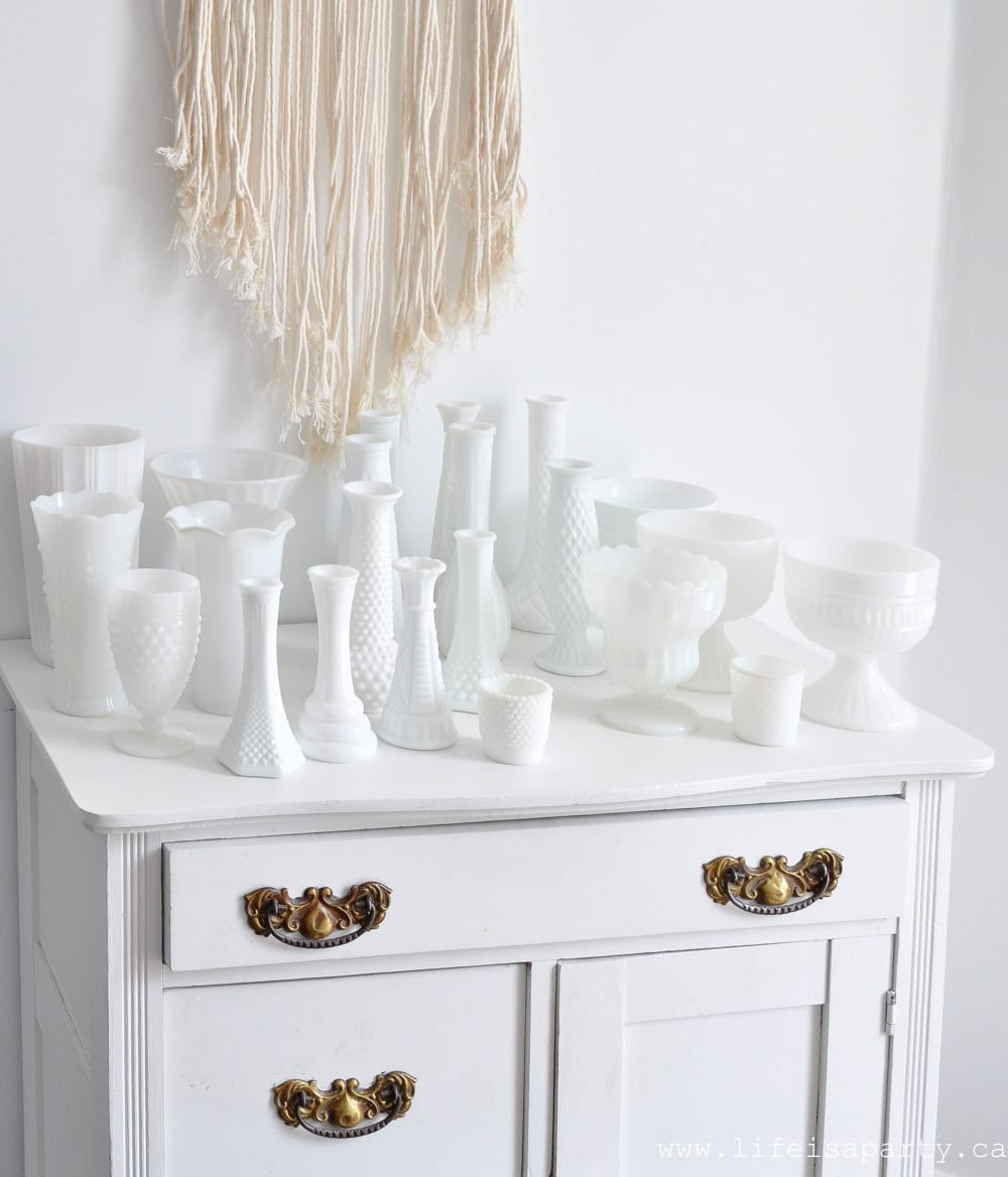 Milk glass collection.