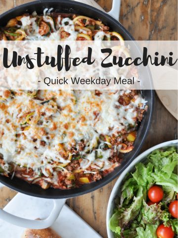 Unstuffed Zucchini: the perfect quick and easy, one pot weeknight meal. We made cooking time quicker using zucchini zoodles.
