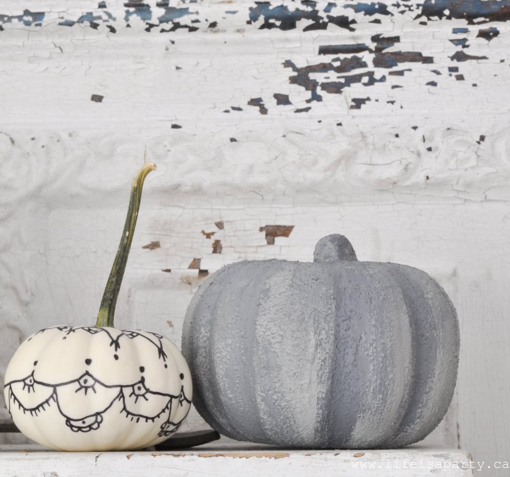 How to paint your faux pumpkin to look like concrete.