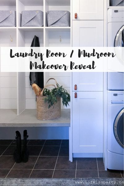 Small Laundry Room / Mudroom Makeover Reveal - Life is a Party