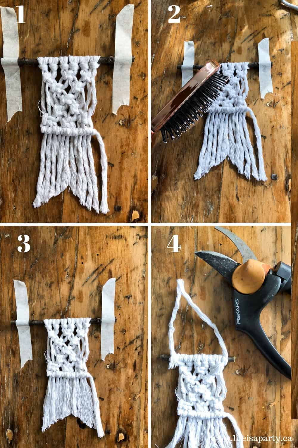 How to make mini macrame Christmas ornaments.