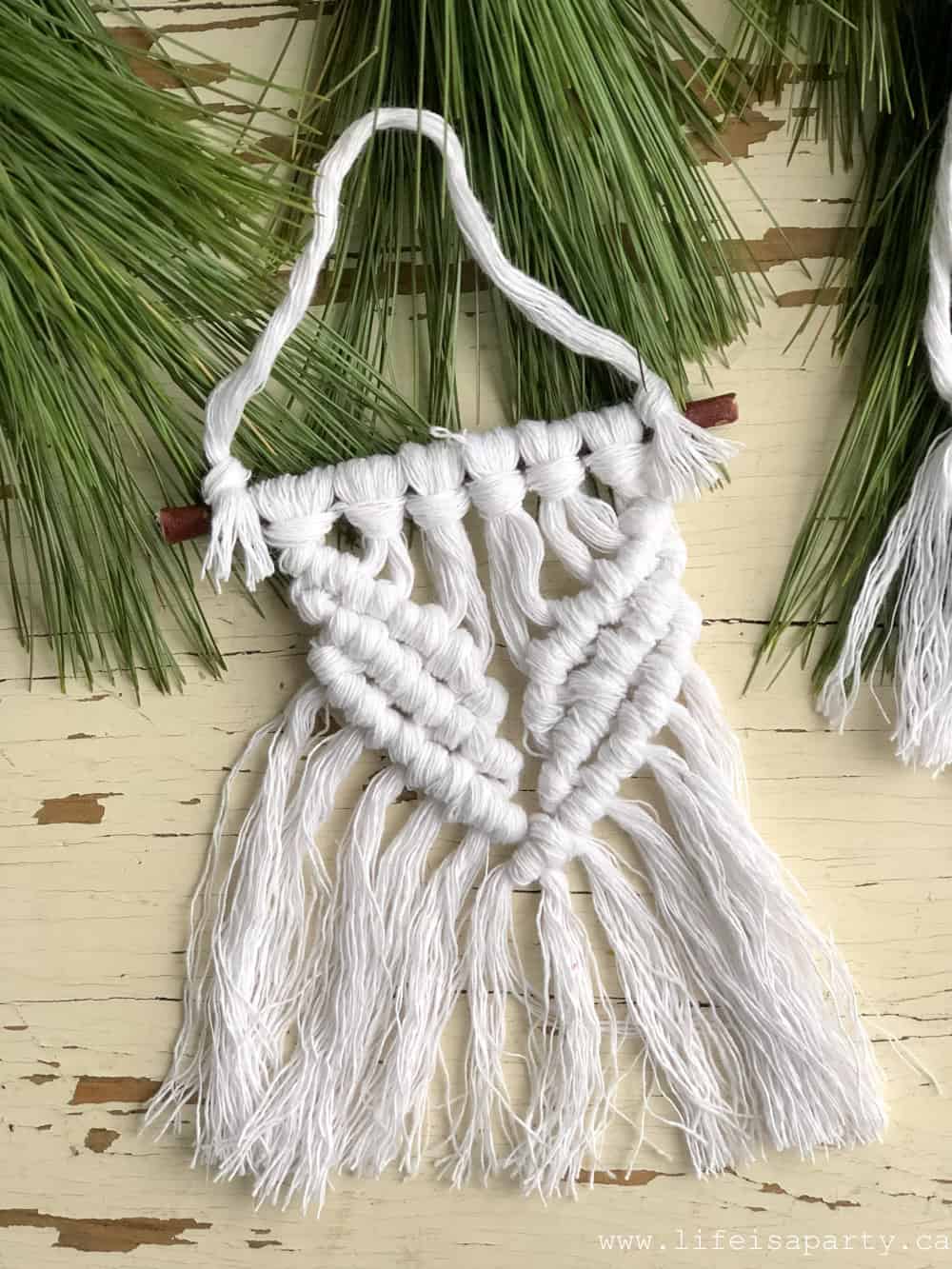 DIY macrame Christmas ornament