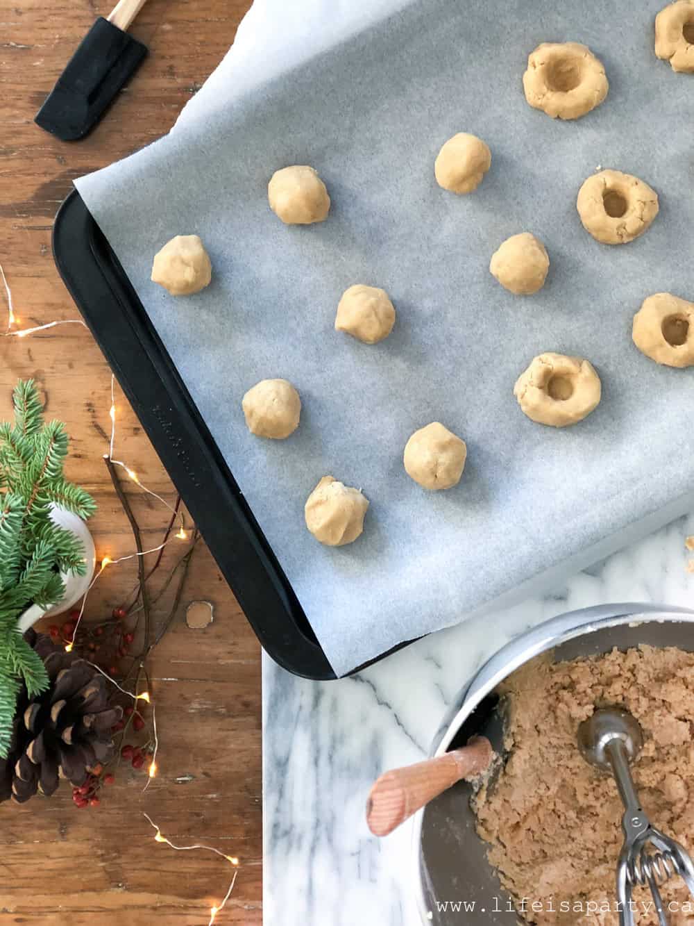 How to make brown sugar shortbread caramel thumbprints.