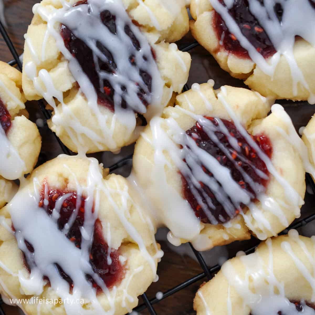 raspberry almond thumbprint cookies